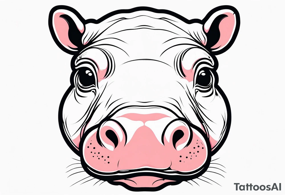Baby hippo with a stern face tattoo idea