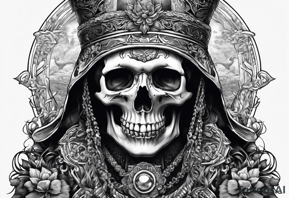 someone raising a skeleton tattoo idea