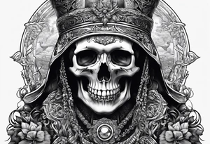 someone raising a skeleton tattoo idea