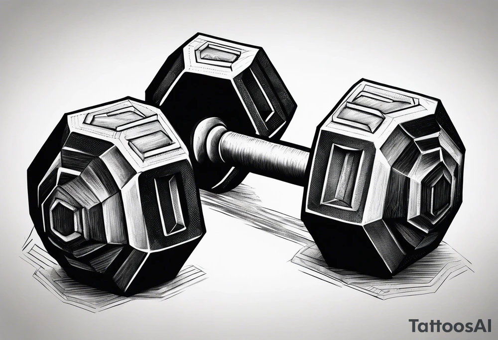 hexagonal dumbbell tattoo idea