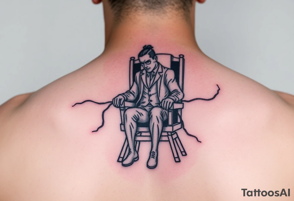 powerful man in an electric chair tattoo idea