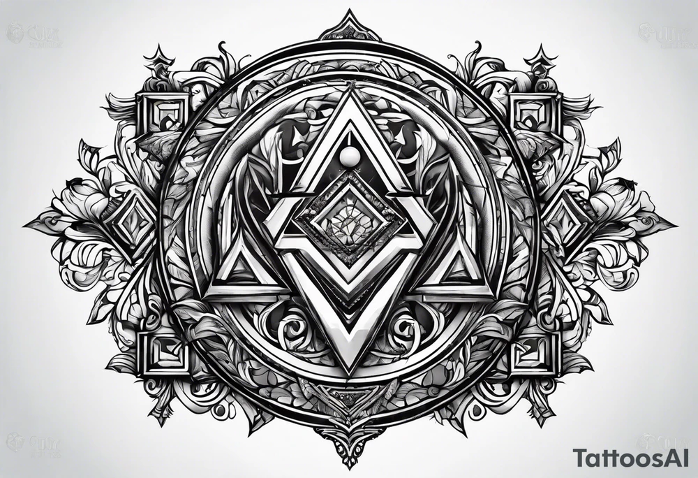 free masonry symbol , rectangle tattoo idea