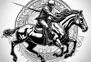 Skeleton riding bull tattoo idea