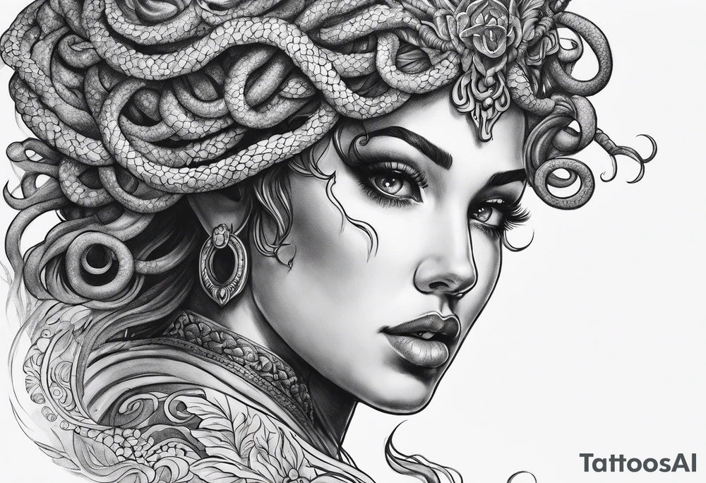 Medusa in her hand the head of Perseo tattoo idea