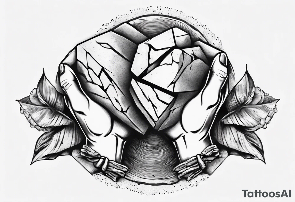 Stone with two hands shaking on it tattoo idea
