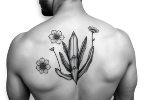 Birth flower for June July December for my kids and a cactus to represent sober dry journey sleeve male tattoo idea