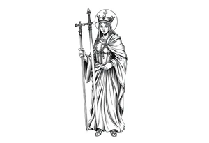 Saint Barbara standing with sword tattoo idea