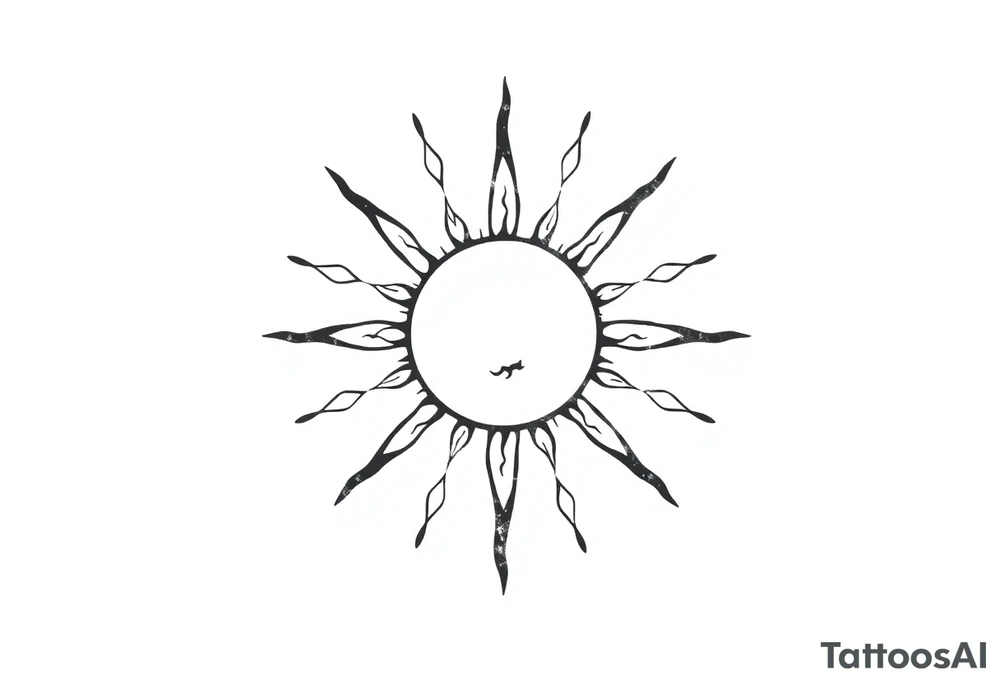Sun with stem and leaves tattoo idea