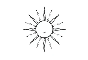 Sun with stem and leaves tattoo idea