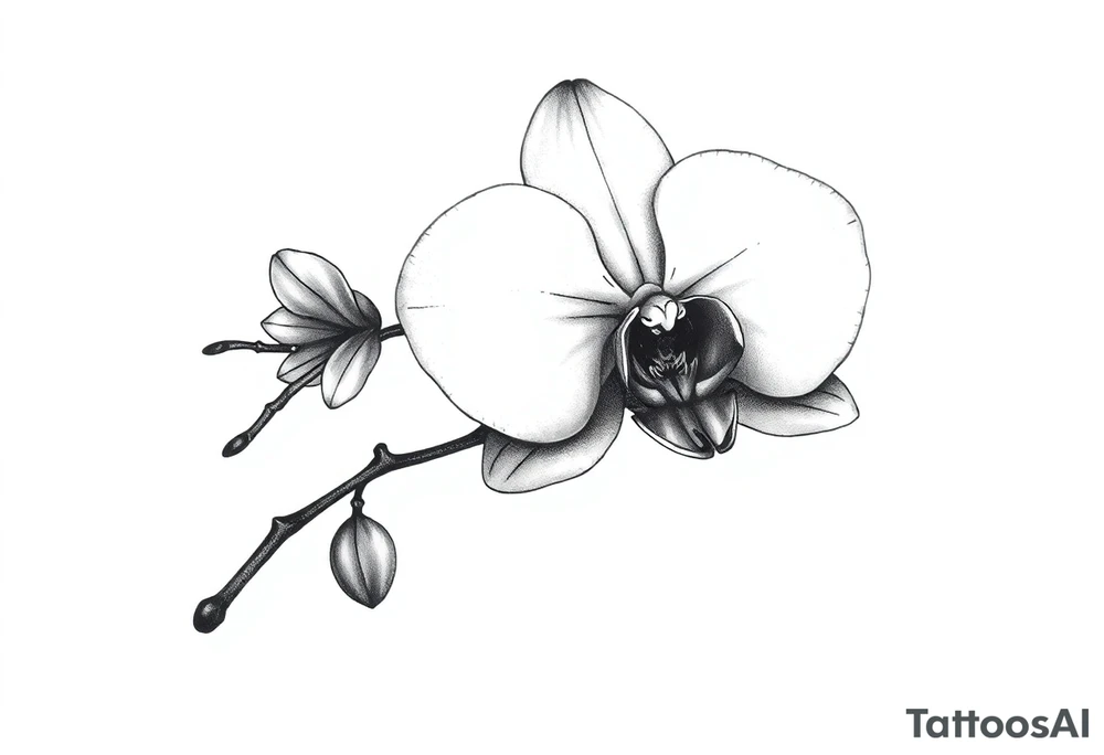 orchid with leavs tattoo idea