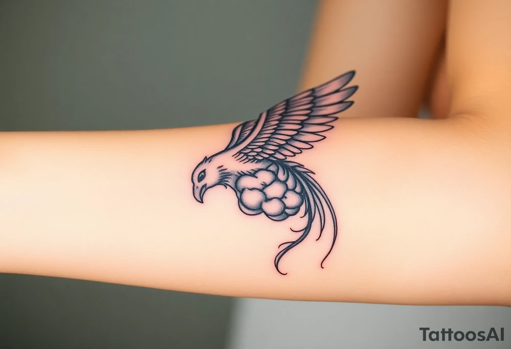 A phoenix flying out of a brain looking powerful tattoo idea