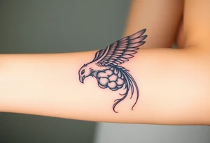 A phoenix flying out of a brain looking powerful tattoo idea