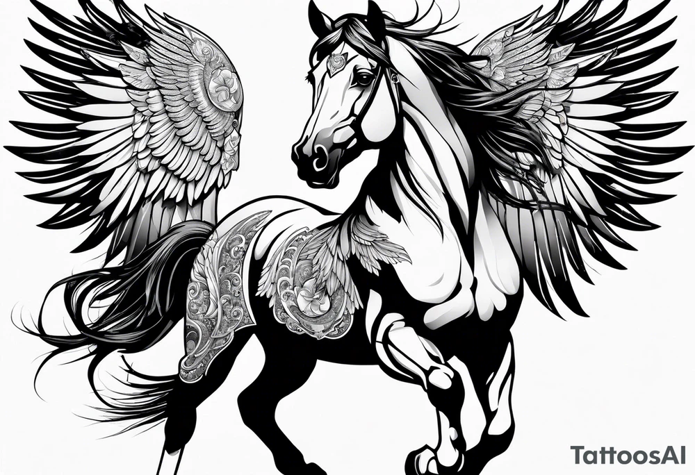 Horse with wings tattoo idea