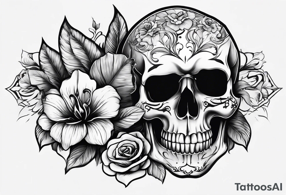 dagger piercing an eyesocket of the skull tattoo idea