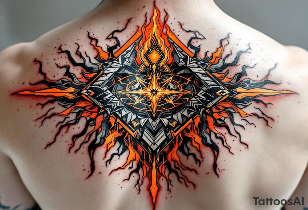 A fiery orange Svarog’s Square evokes divine protection and the creative fire of the sky god. tattoo idea