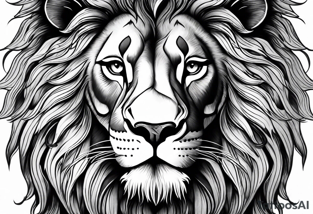 powerful majestic lion, close-up tattoo idea