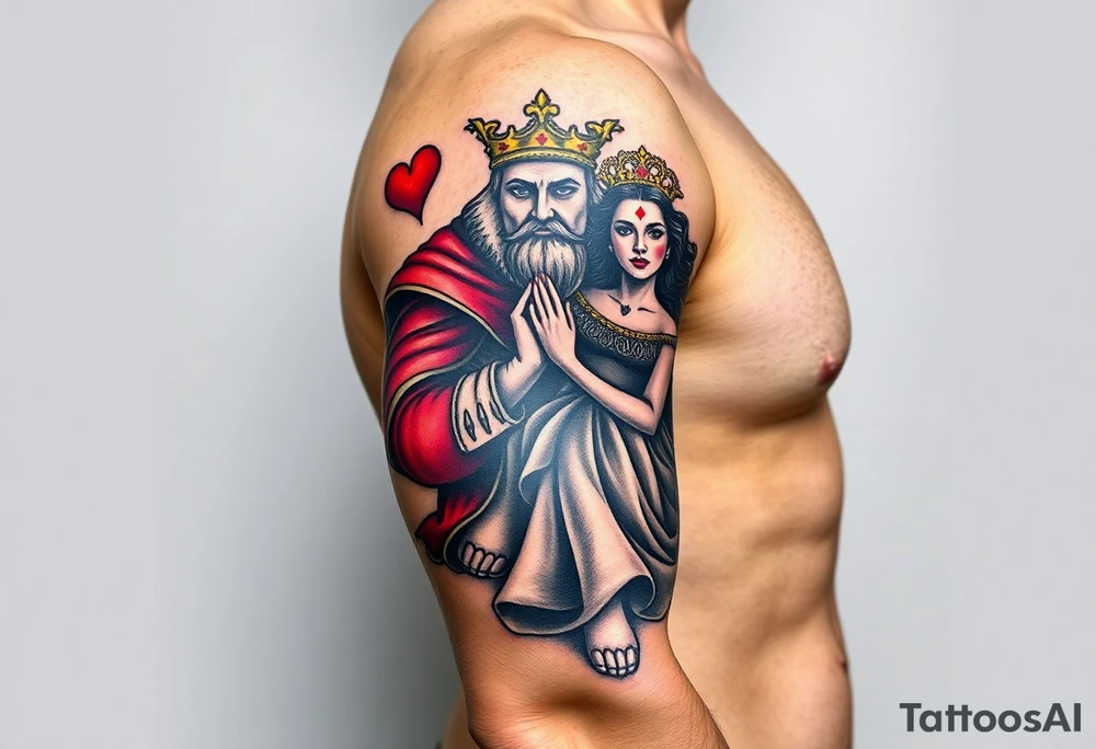 King of hearts holding a queen tattoo idea