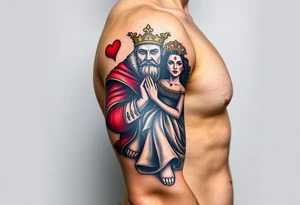 King of hearts holding a queen tattoo idea