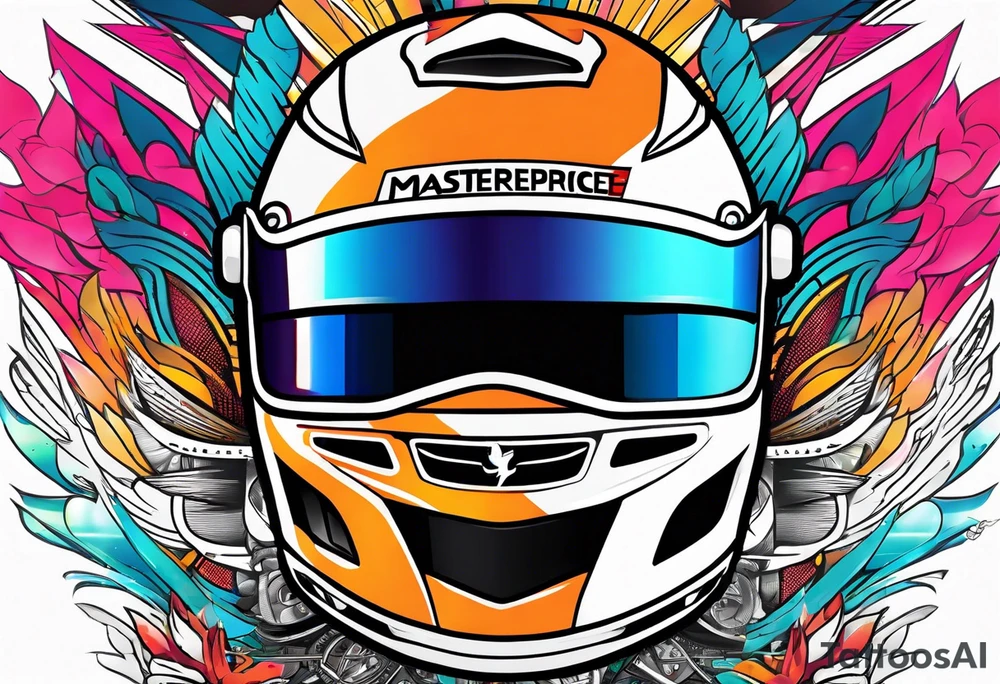 Formula 1 helment Miami theme tattoo idea