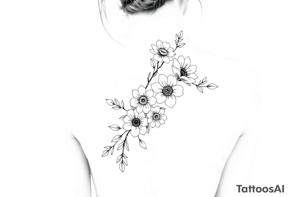 Delicate floral spine tattoo tattoo idea