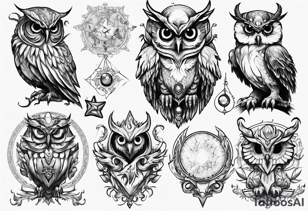 The Demon Owl Stolas, a Prince of Hell who is obsessed with gems, knowledge of astrology and poisonous plants. tattoo idea
