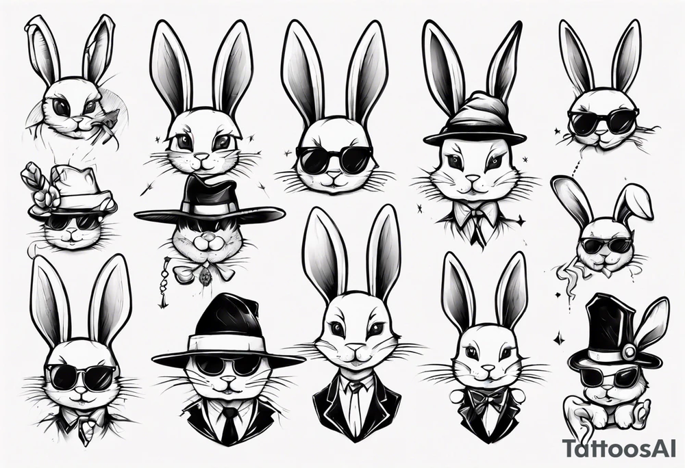 funny bunny hat tattoo idea