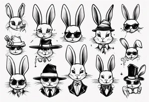 funny bunny hat tattoo idea