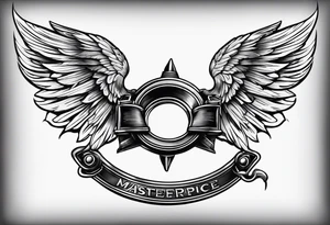 fishing hook with halo and wings tattoo idea