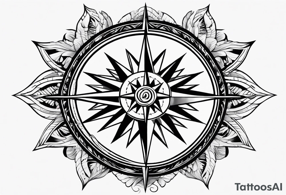 make a compass rose with long lines coming out of the tips of the rose tattoo idea