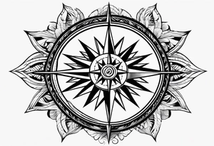 make a compass rose with long lines coming out of the tips of the rose tattoo idea