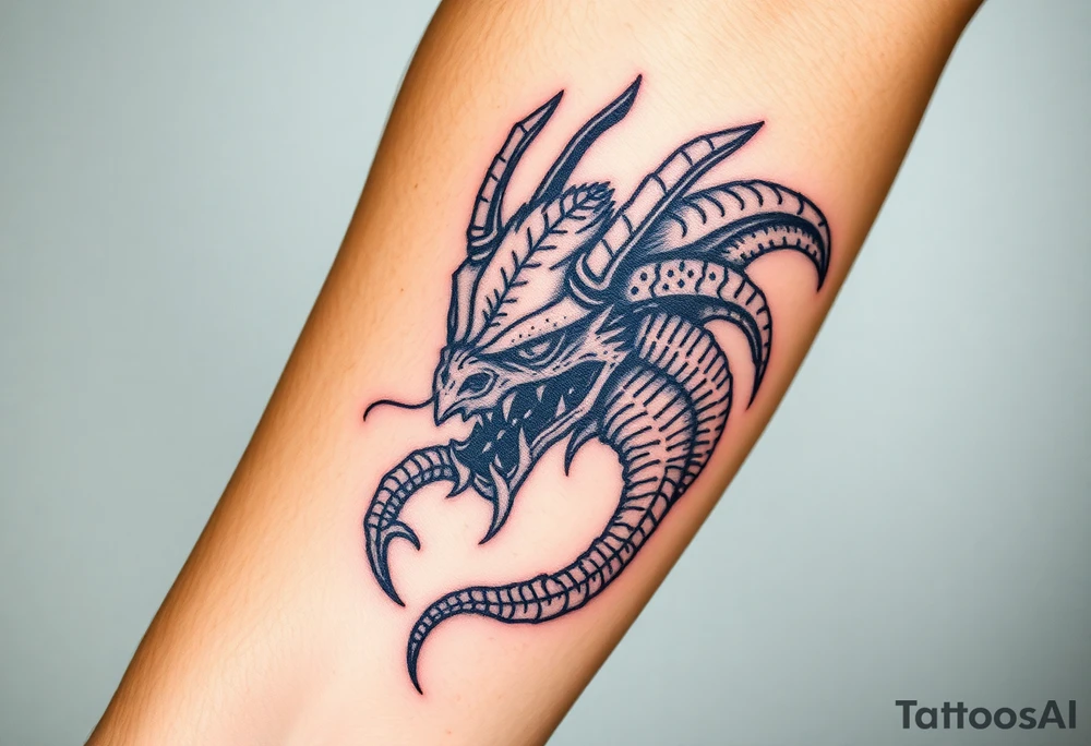 medieval woodcut monsters tattoo idea