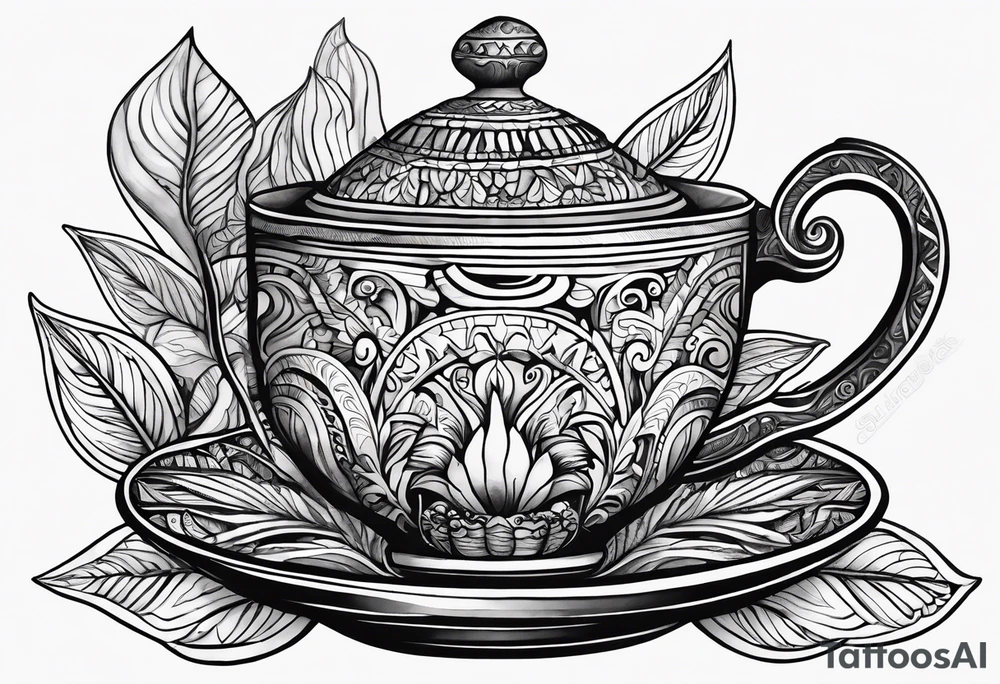 Ayahuasca mushrooms like a cup of tea made by indians tattoo idea