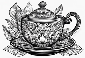 Ayahuasca mushrooms like a cup of tea made by indians tattoo idea
