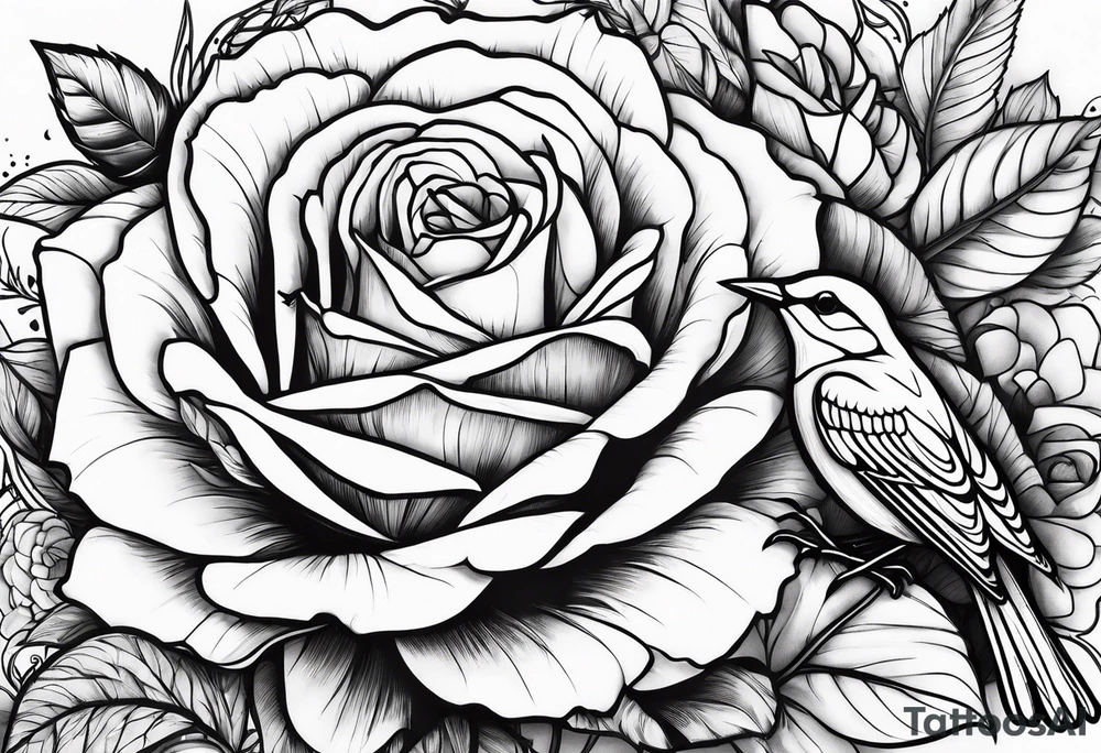 roses with birds and the name kayla tattoo idea