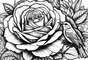 roses with birds and the name kayla tattoo idea