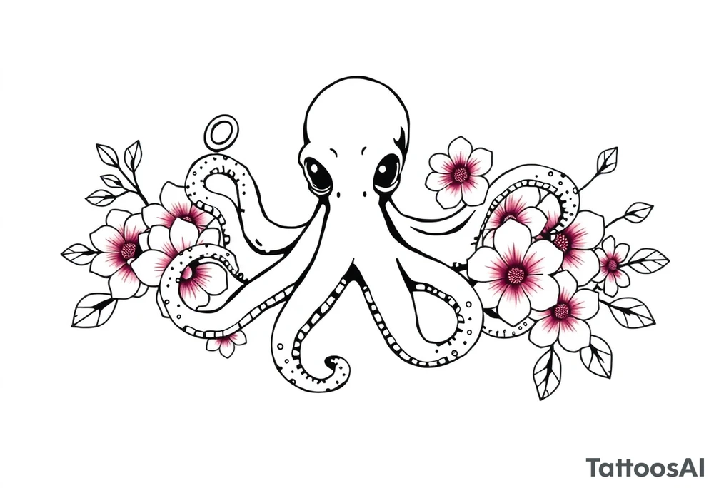 octopus and flowers tattoo idea