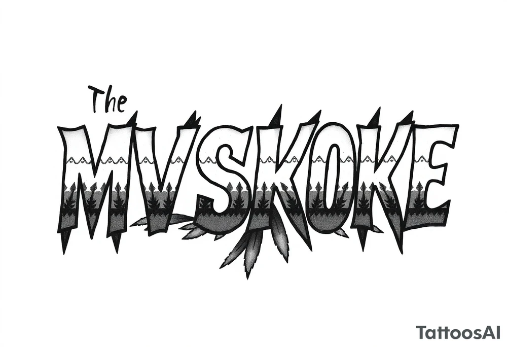The word “MVSKOKE” shaded with Native American print tattoo idea The word “MVSKOKE” shaded with Native American print tattoo idea