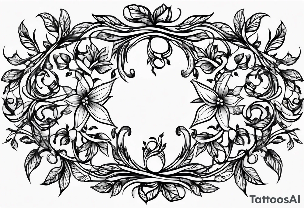 thin vines with leaves tattoo idea