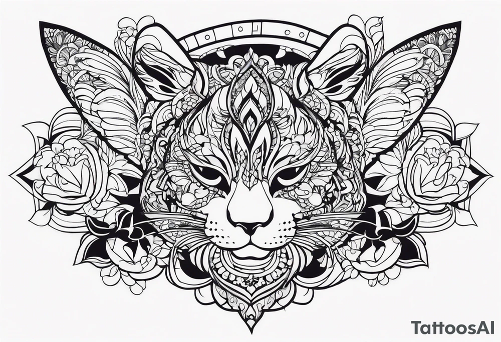 сердце с завитушками и линиями tattoo idea