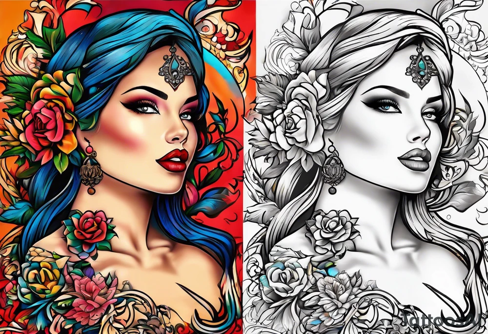 Old school tattoo wooman tattoo idea
