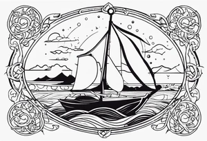 calm sea and Yggdrasill tattoo idea