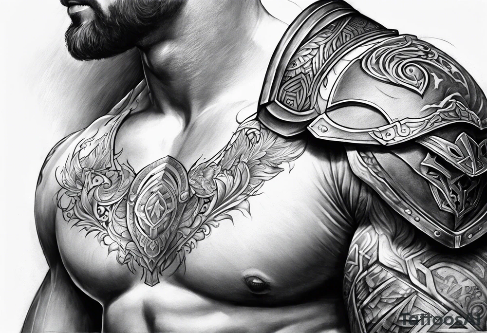 half sleeve, upper right arm and shoulder, armor tattoo idea half sleeve, upper right arm and shoulder, armor tattoo idea