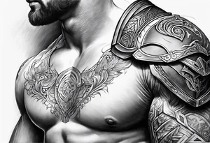 half sleeve, upper right arm and shoulder, armor tattoo idea