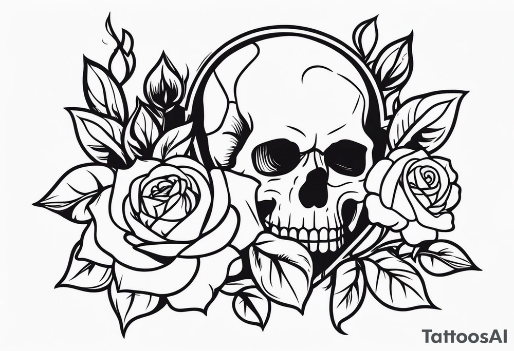 skull and roses tattoo idea