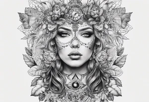 stoicism with references to death, time fate, life, and love. tattoo idea