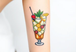 Fun Caribbean cruise cocktail with lots of garnishes and ice IN A ROCKS GLASS tattoo idea