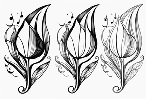 Tulip flower with music note on the stem tattoo idea