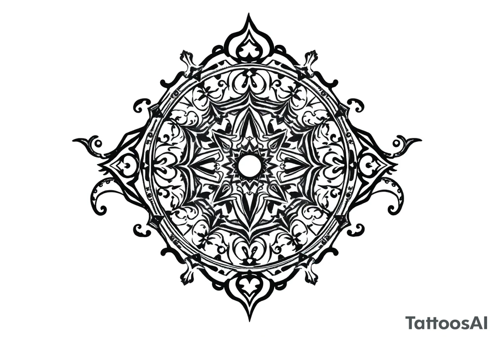 mytical shaman and witch ancient ornament with runes tattoo idea