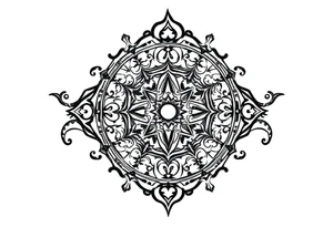 mytical shaman and witch ancient ornament with runes tattoo idea