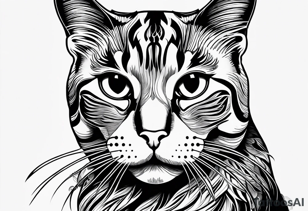 cat with logo "MRBG" tattoo idea
